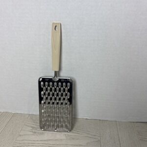 Vintage EKCO Stainless Steel Flat Cheese/Zest Grater Off White Handle 11inch USA